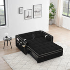 Divano letto trasformabile a 2 posti in velluto da 140 cm con letto estraibile, reclinabile, tasche laterali e supporto per telefono