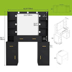 Toeletta con prese incorporate e specchio illuminato, 55,1A x 43,3L x 15,74P