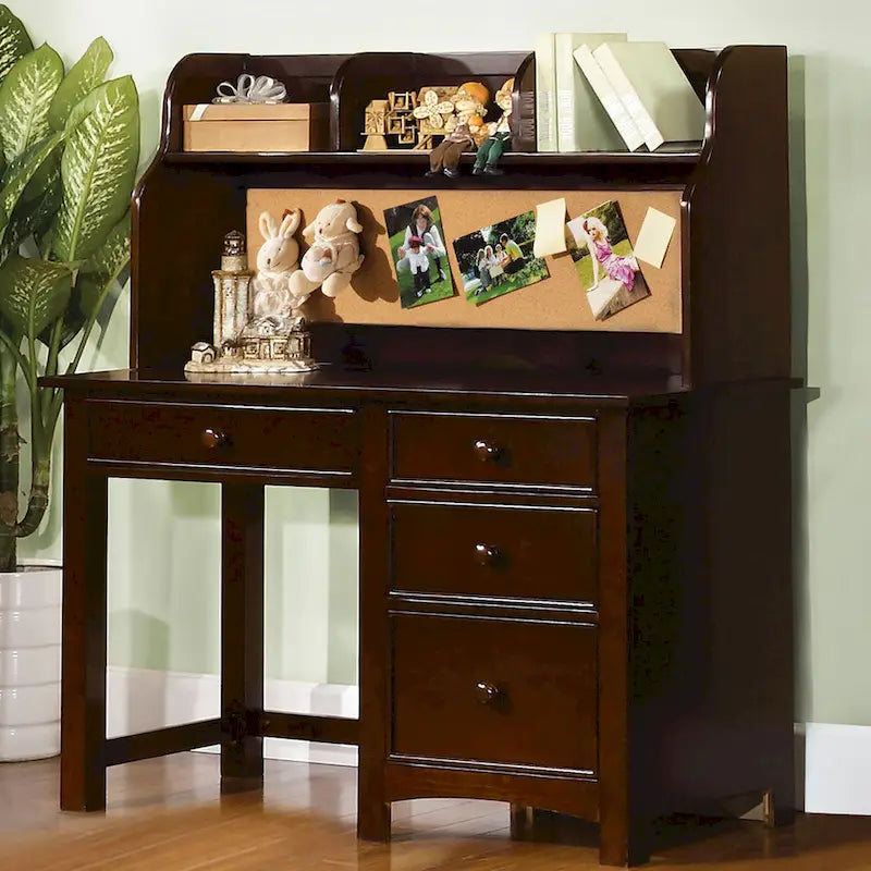 Scrivania per computer Romeo Transitional da 48 pollici in legno massello con 4 cassetti di Furniture of America