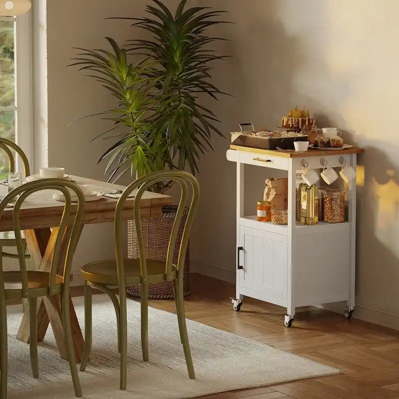 Carrello da Cucina in Legno con Cassetti