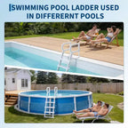 Scaletta per piscina per impieghi gravosi a 5 gradini con doppio corrimano, gradini in PE antiscivolo robusti, capacità 180 kg, adatta per piscine interrate e fuori terra da 122-137 cm
