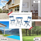 Set bistro pieghevole in metallo da 3 pezzi, set conversazione resistente alle intemperie per esterni/interni, per patio, cortile, giardino