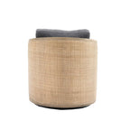 Poltrona a botte girevole, comoda poltrona rotonda d'accento, poltrona club a botte girevole a 360 gradi, poltrona relax con struttura in rattan intrecciato