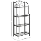 SAFAVIEH Bryn Scaffale da panettiere da esterno a 4 ripiani in ferro battuto vittoriano - 25 pollici L x 15 pollici P x 63 pollici H - 25 L x 15 P x 63 H