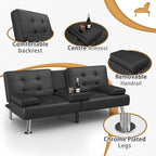 Homall Futon Sofa Bed Convertible Lounge Couch Sofa with Cupholders & Pillows
