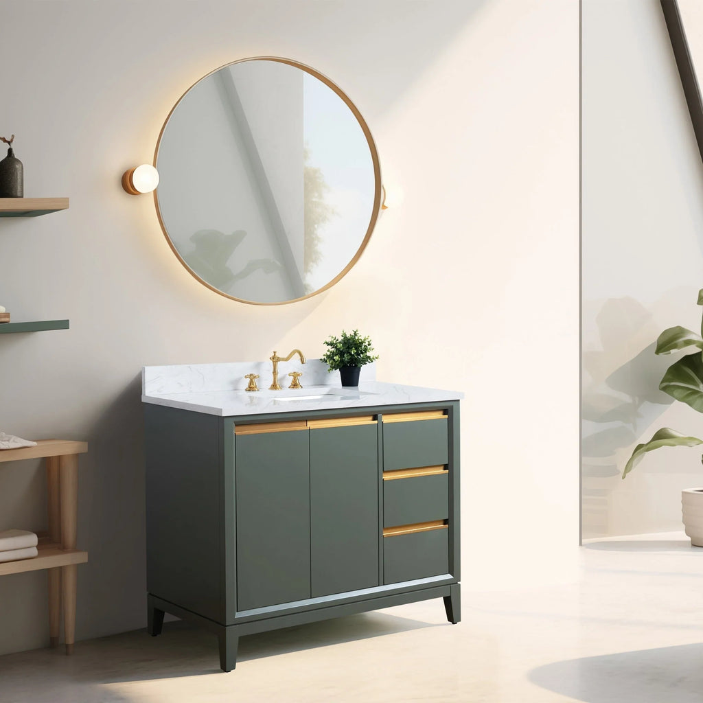 Mobile da Bagno Vanity Art con Lavabo in Ceramica e Top in Marmo Ricomposto
