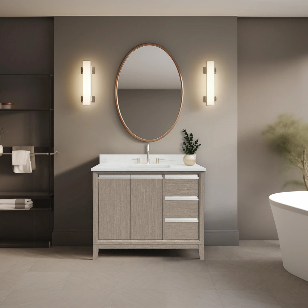 Mobile da Bagno Vanity Art con Lavabo in Ceramica e Top in Marmo Ricomposto