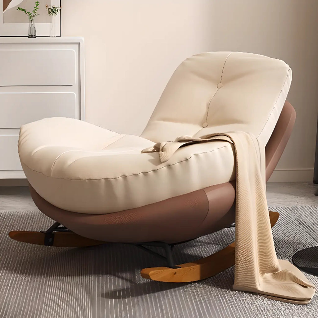 Sedia a dondolo scandinava imbottita con pouf opzionale