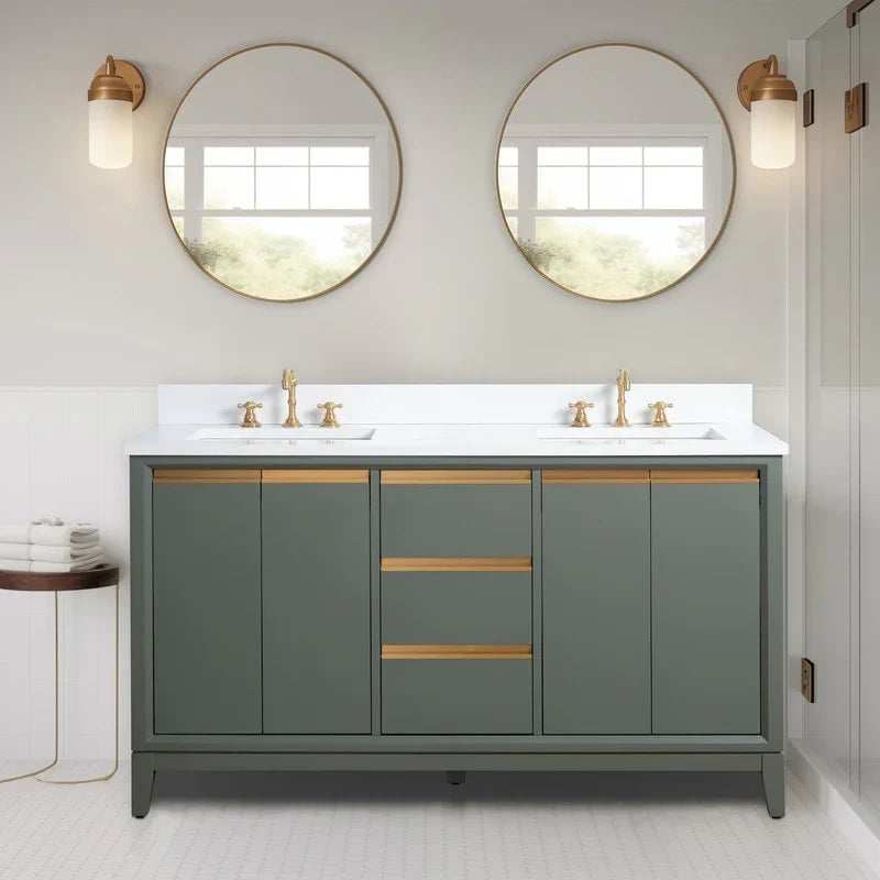 Mobile da Bagno Vanity Art con Lavabo in Ceramica e Top in Marmo Ricomposto