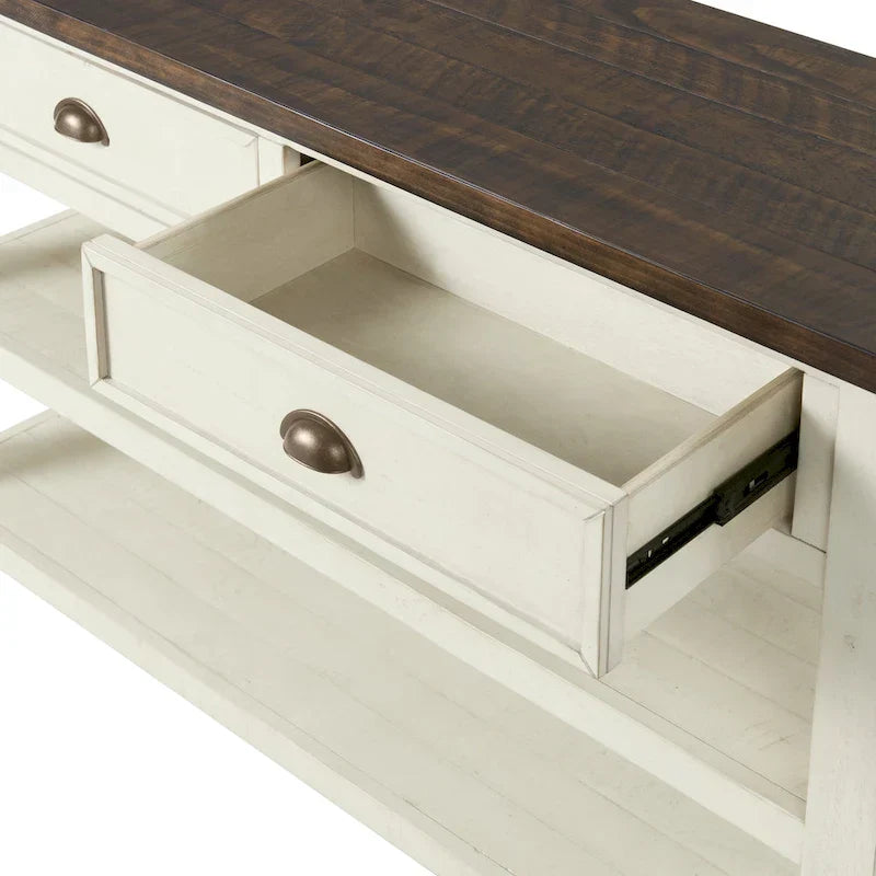 The Gray Barn Downington Consolle da Divano in Legno Massello a 2 Cassetti