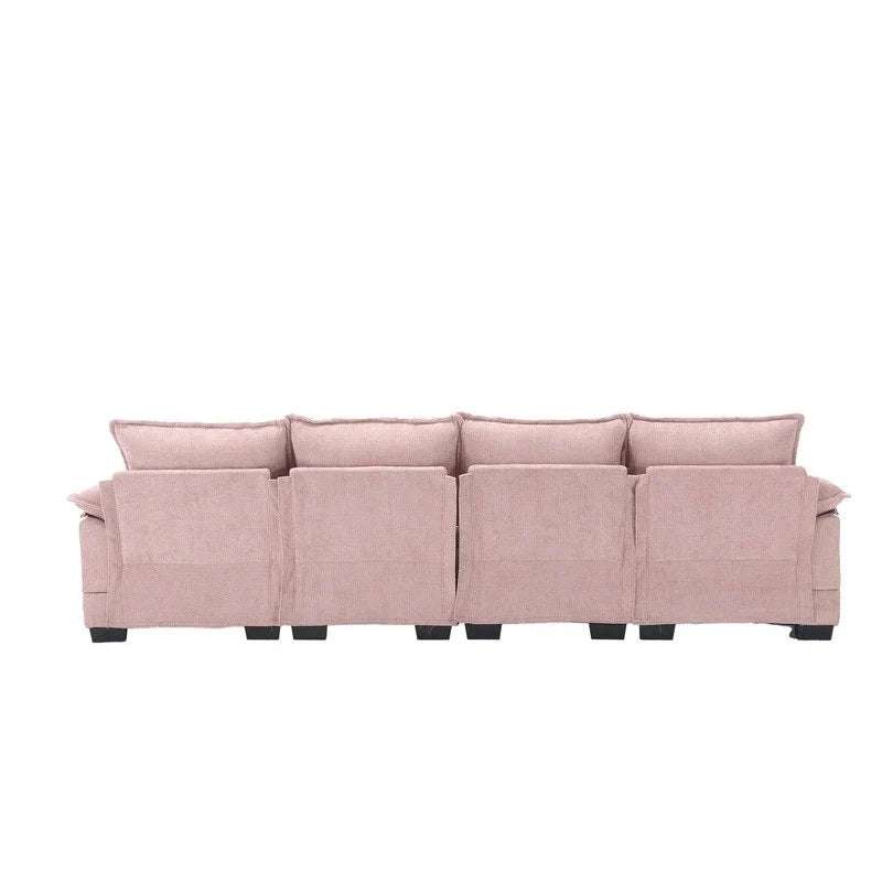 Divano componibile Cloud per soggiorno, divano a U moderno in ciniglia/bouclé, comodo divano letto modulare con doppia chaise longue