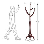 Appendiabiti da terra "ramo d'albero" in legno di gomma con 8 ganci - 24,5L x 70,87H