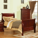 Letto a slitta matrimoniale in stile transizionale - Collezione Louis Philippe III, Richiede Box Spring, Ciliegio