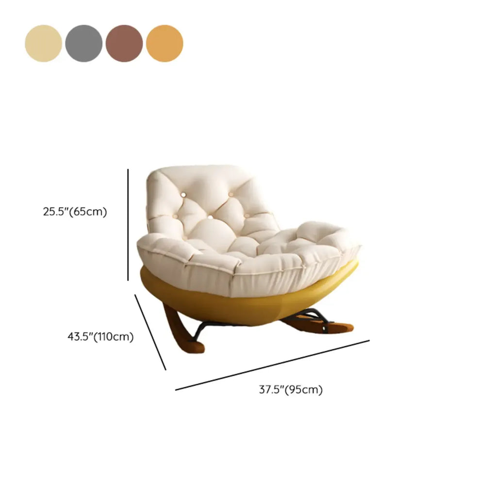 Sedia a dondolo scandinava imbottita con pouf opzionale
