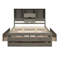 King Size Platform Bed with Storage Headboard and 8 Drawers
