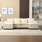 Divano componibile Cloud per soggiorno, divano a U moderno in ciniglia/bouclé, comodo divano letto modulare con doppia chaise longue