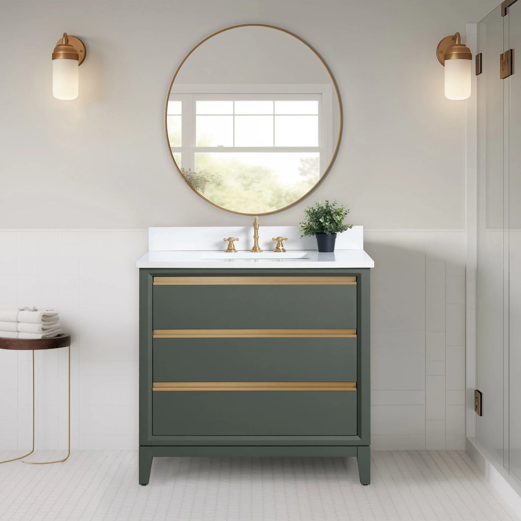 Mobile da Bagno Vanity Art con Lavabo in Ceramica e Top in Marmo Ricomposto