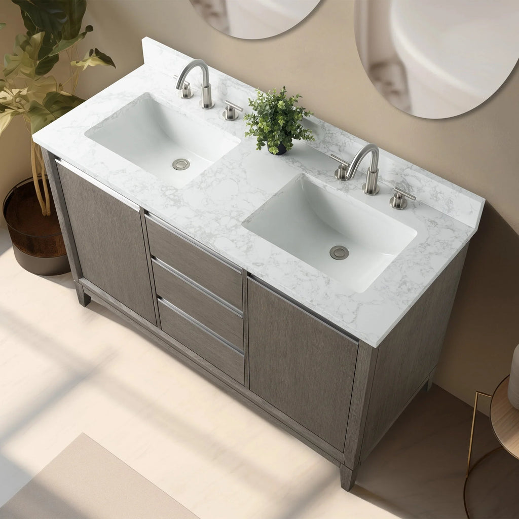 Mobile da Bagno Vanity Art con Lavabo in Ceramica e Top in Marmo Ricomposto