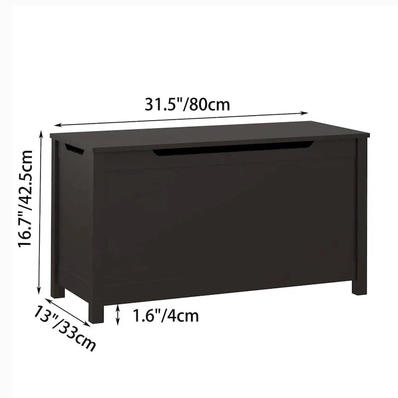 Kids Wooden Toy Box Storage with Safety Hinged Lid for Ages 3+
