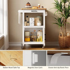 Carrello da Cucina in Legno con Cassetti