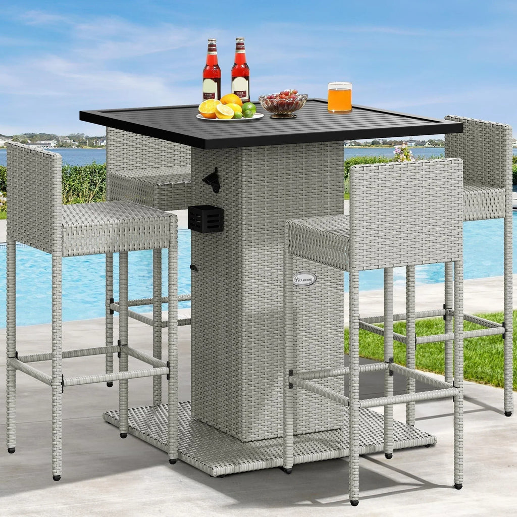 Moasis Set di Mobili da Esterno con Bar in Vimini 5 Pezzi - 5 PZ