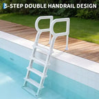 Scaletta per piscina per impieghi gravosi a 5 gradini con doppio corrimano, gradini in PE antiscivolo robusti, capacità 180 kg, adatta per piscine interrate e fuori terra da 122-137 cm