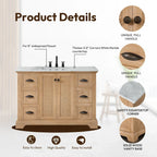 Hervas Bath Vanity with Natural Marble Top without Mirror