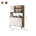 Large Wood Glass Doors Cabinet Sideboard with Hutch Top