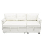 Divano componibile convertibile reversibile con letto estraibile, chaise longue con contenitore nascosto e gambe durevoli
