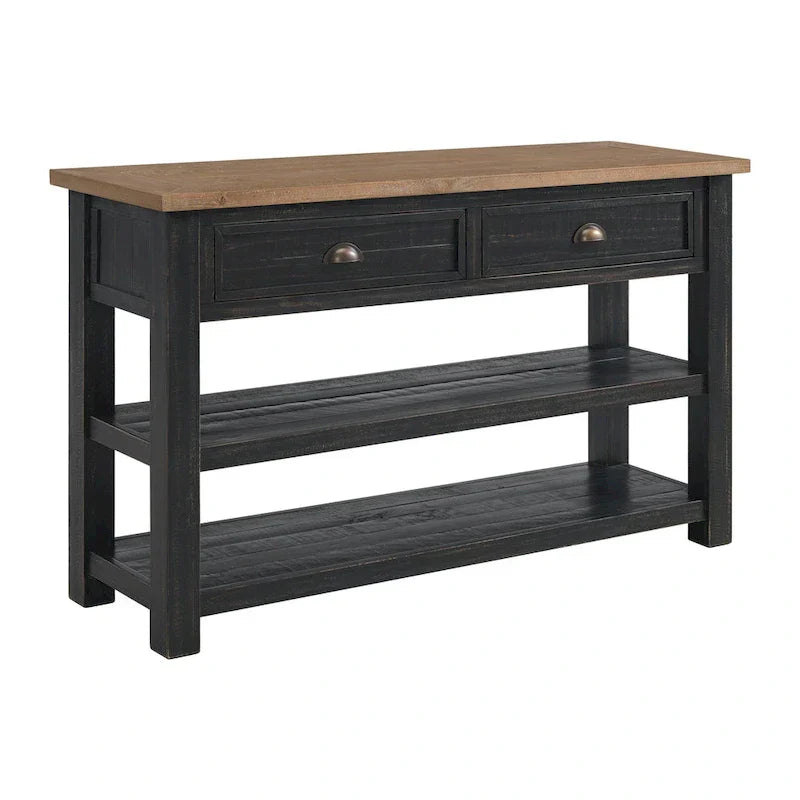 The Gray Barn Downington Consolle da Divano in Legno Massello a 2 Cassetti