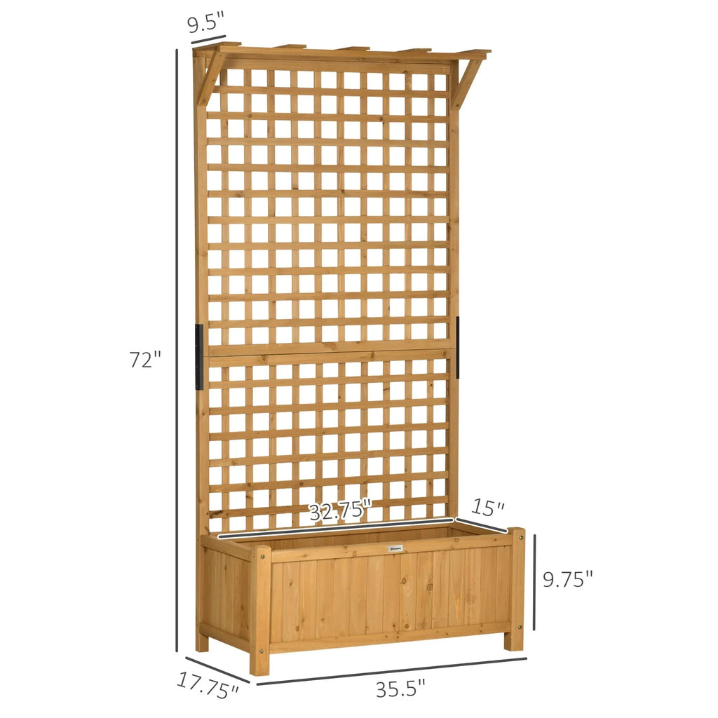 Fioriera in Legno con Spalliera, Letto da Giardino Rialzato per Piante Rampicanti con Fori di Drenaggio e Tetto