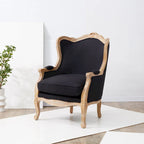 Kali Oak Natural Linen Wing Chair - 34Wx34Dx40H