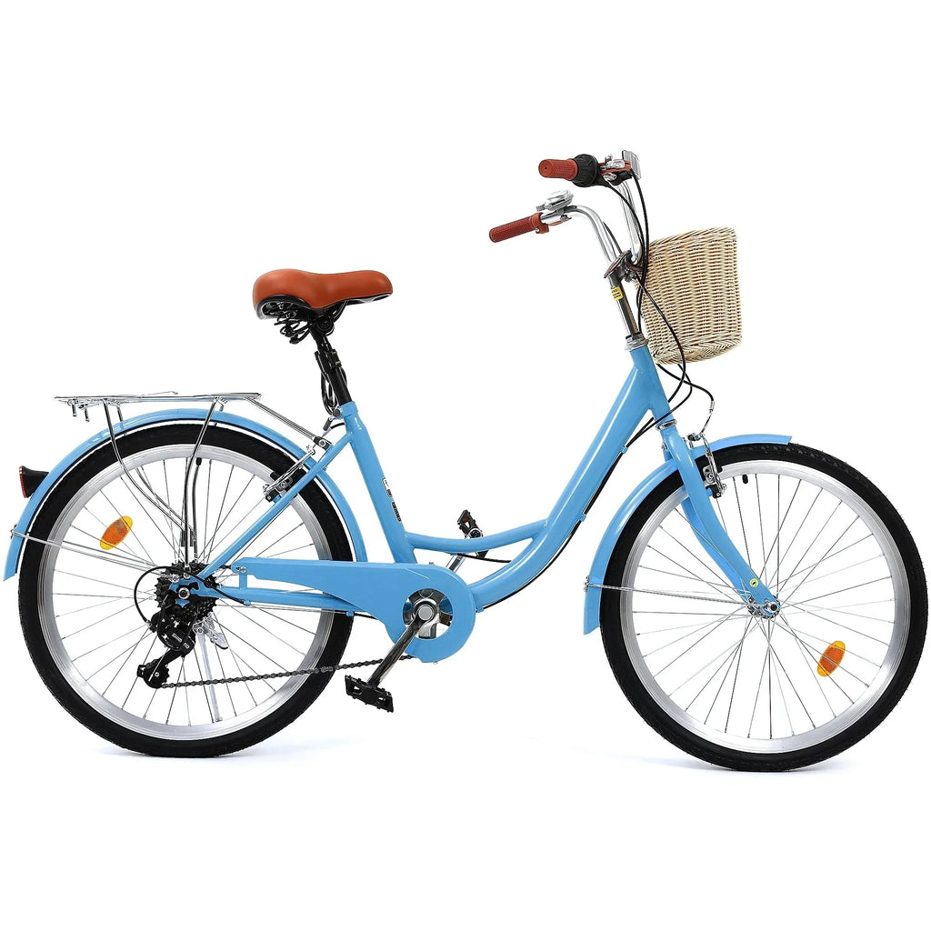 Moasis24/26 Bicicletta Cruiser a 7 velocità Regolabile con Telaio Ribassato, per Pendolari