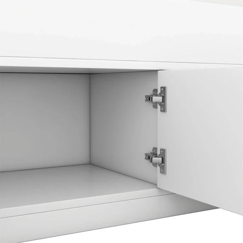 Letto a piattaforma Twin/Full Size Captain con 4 cassetti e mensole portaoggetti, struttura letto in legno massello con testiera libreria contenitore